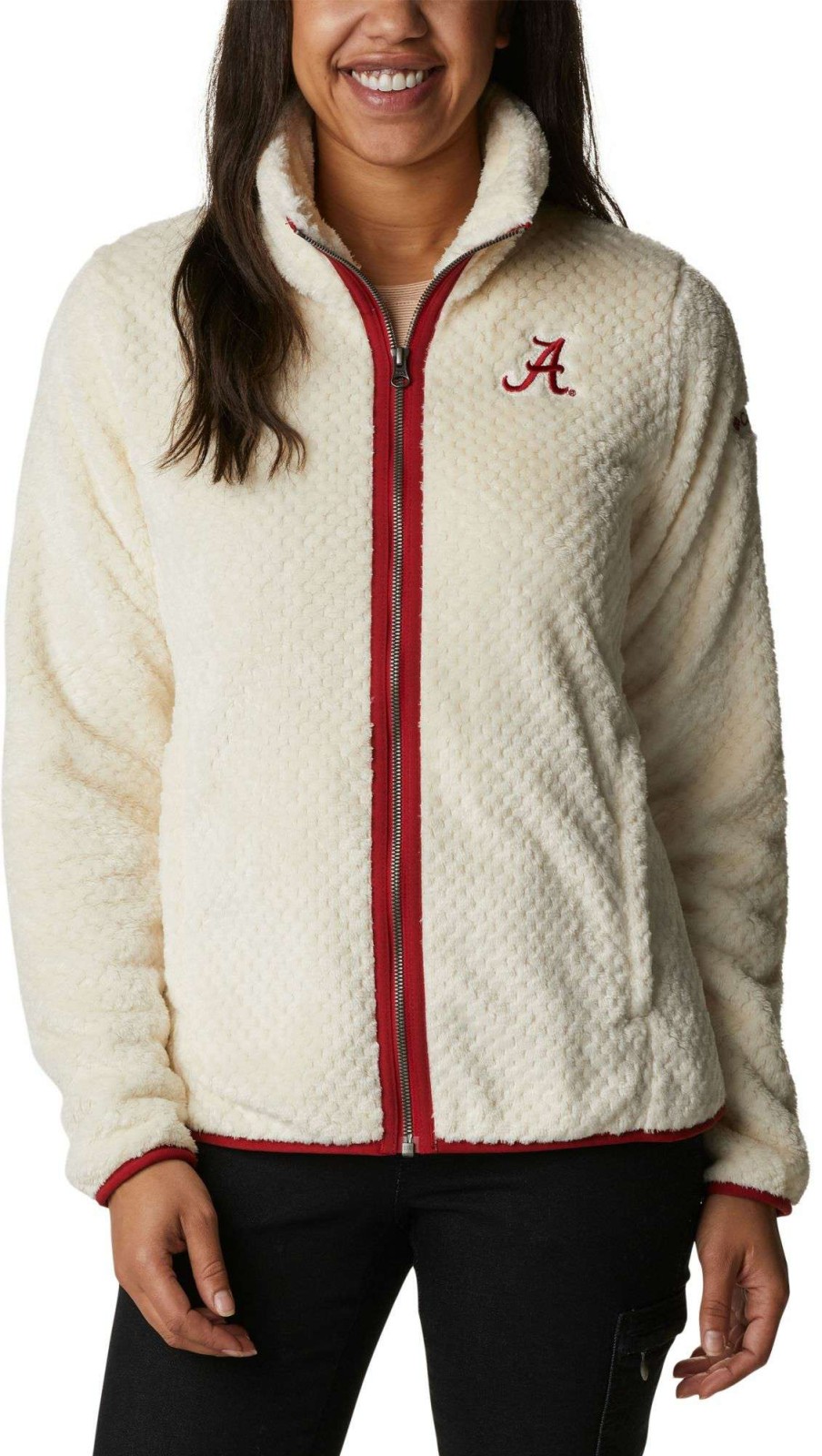 Jackets * | Columbia Women'S Alabama Crimson Tide White Fire Side Sherpa Full-Zip Jacket