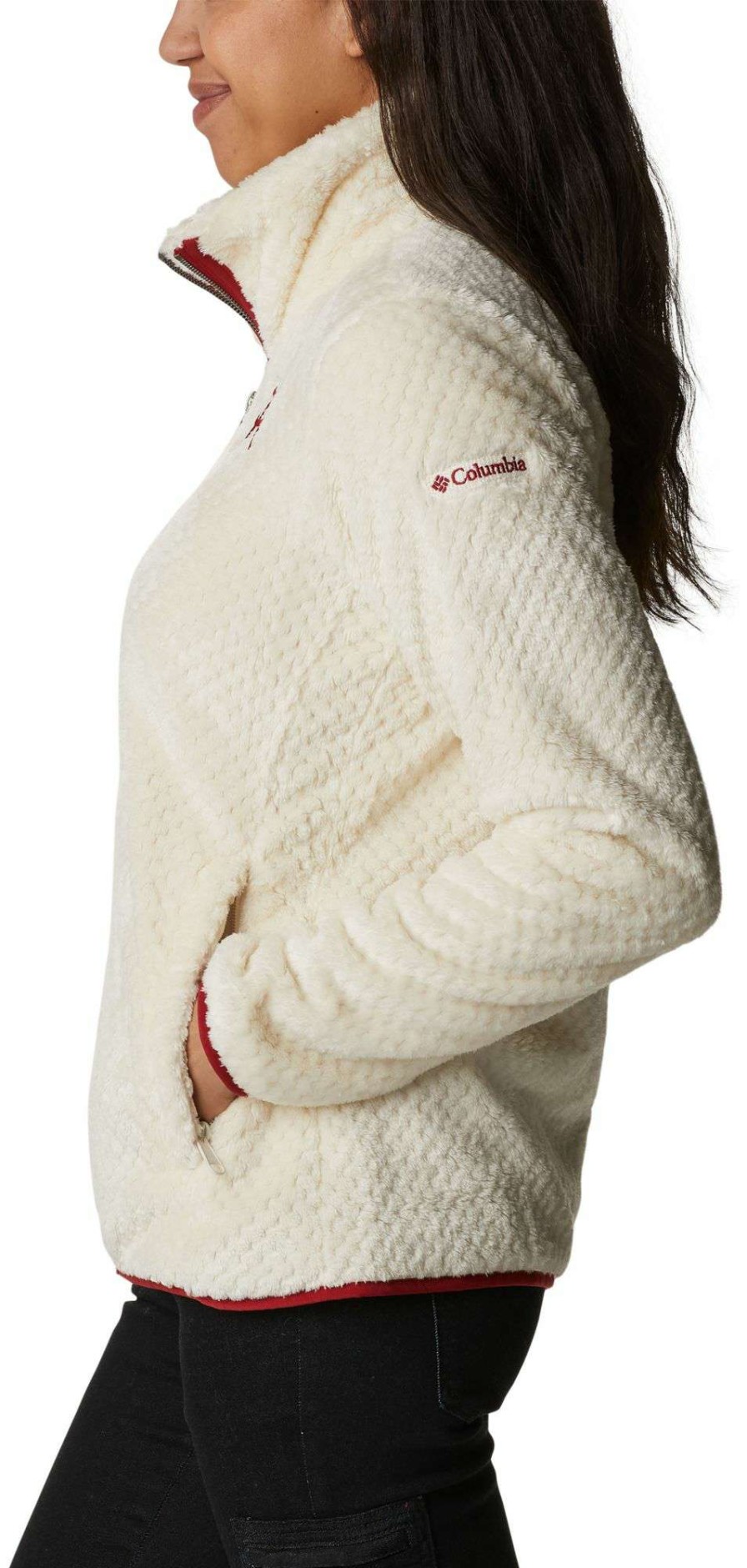 Jackets * | Columbia Women'S Alabama Crimson Tide White Fire Side Sherpa Full-Zip Jacket