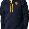 Jackets * | Columbia Men'S West Virginia Mountaineers Blue Canyon Point Half-Zip Pullover Fleece Jacket