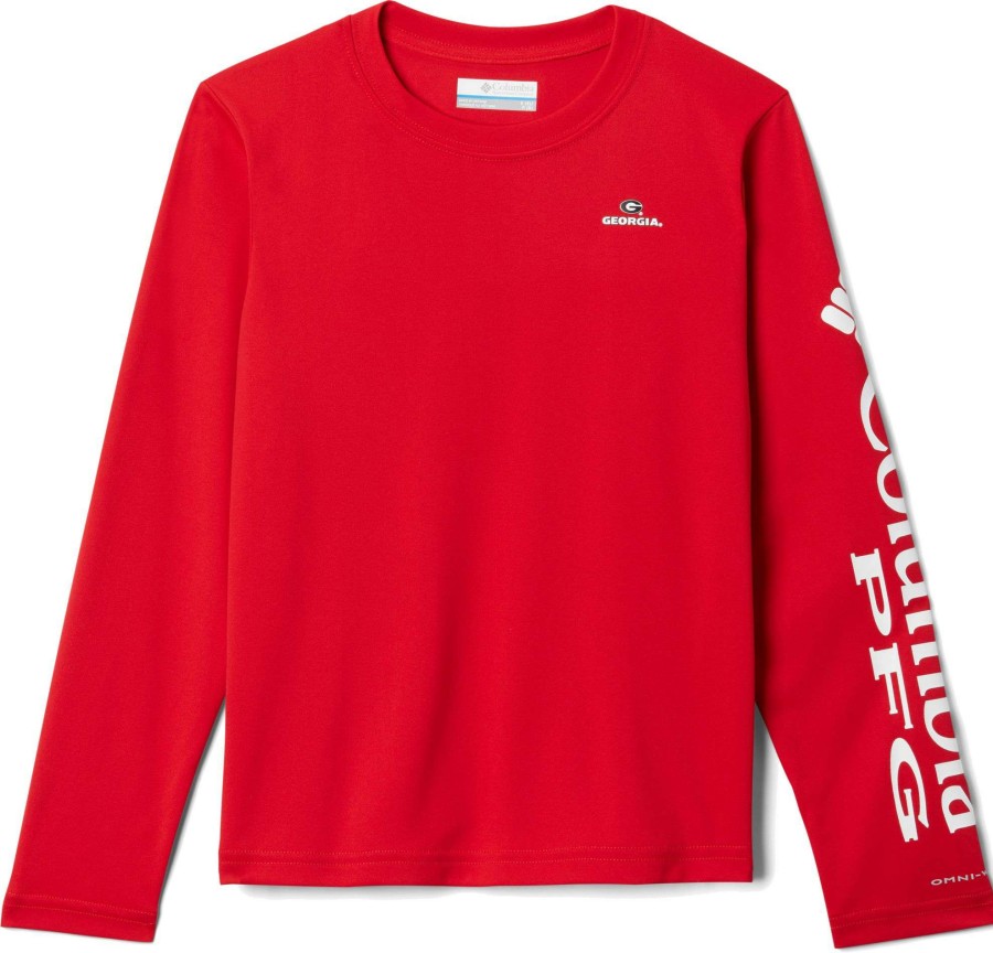 Shirts * | Columbia Youth Georgia Bulldogs Red Terminal Tackle Long Sleeve T-Shirt For Boys'