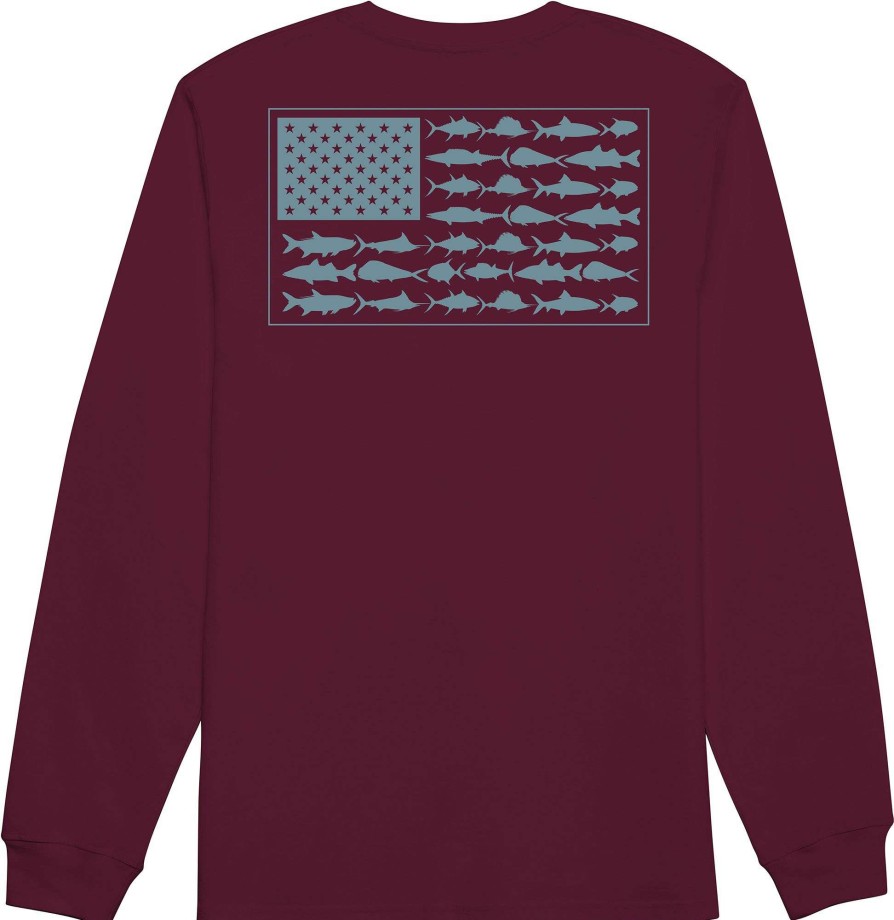 Shirts * | Columbia Men'S Pfg Americana Saltwater Fish Flag Long Sleeve Shirt