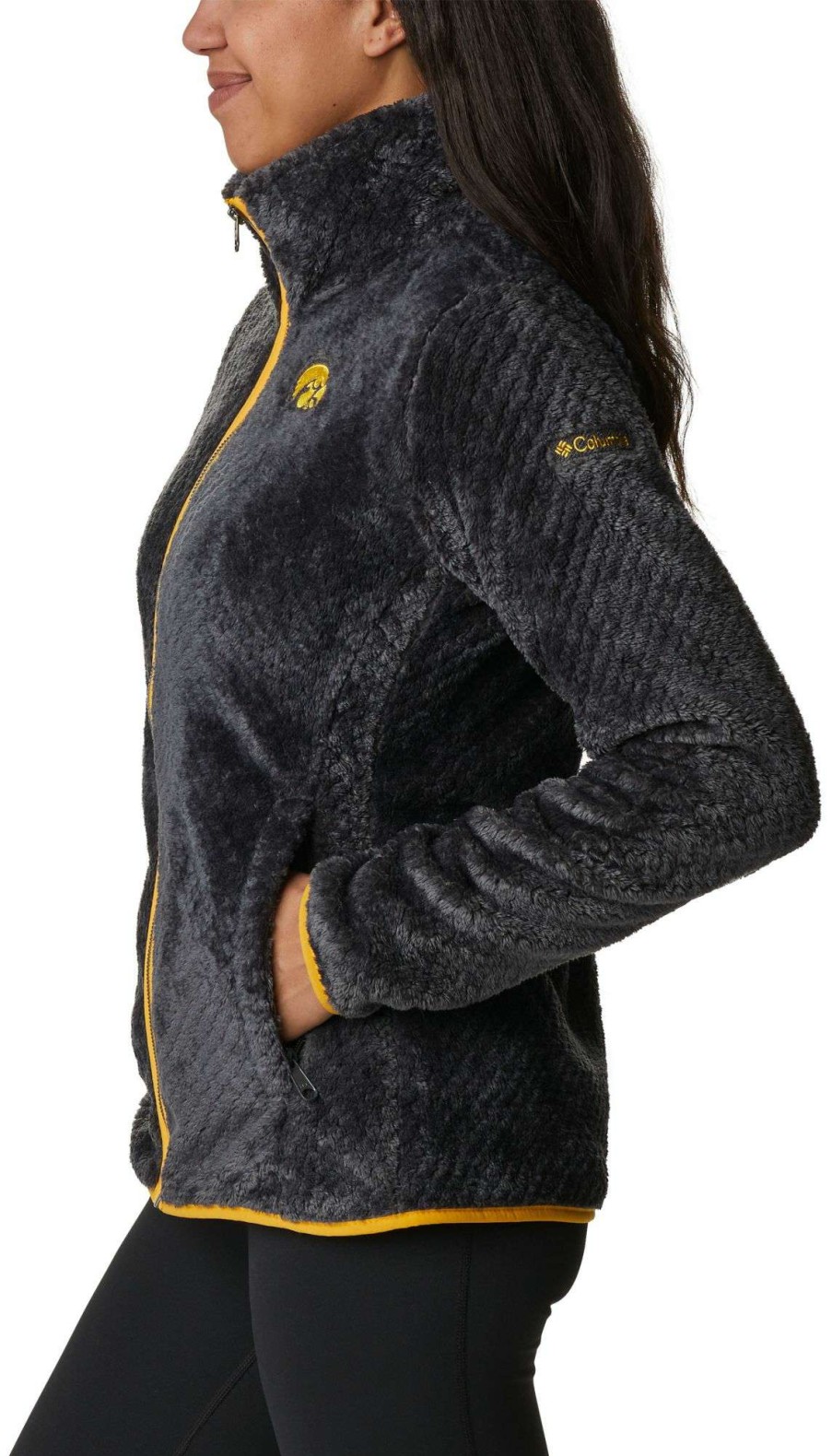 Jackets * | Columbia Women'S Iowa Hawkeyes Black Fire Side Sherpa Full-Zip Jacket