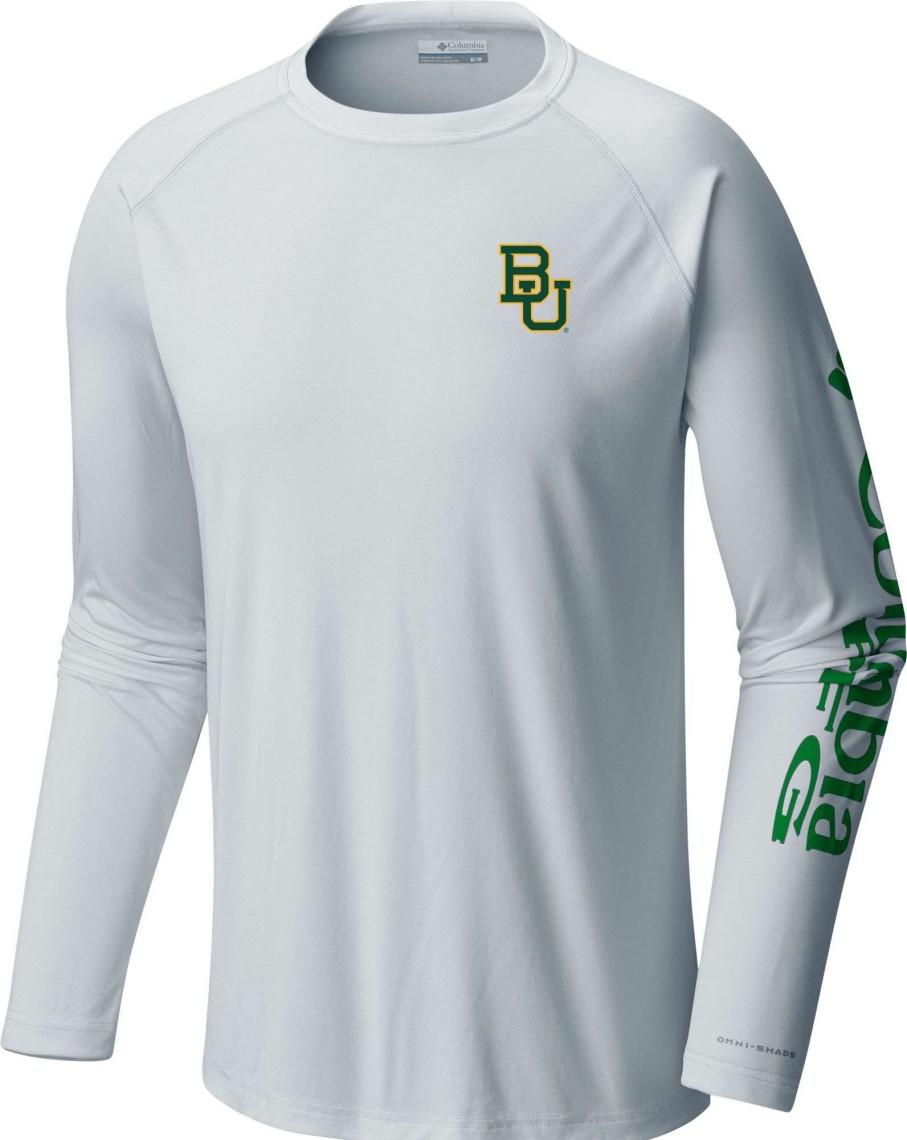 Shirts * | Columbia Men'S Baylor Bears White Terminal Tackle Long Sleeve T-Shirt