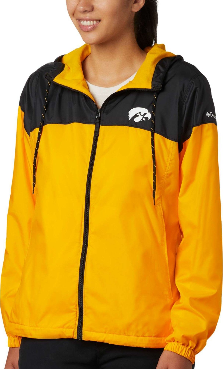 Jackets * | Columbia Women'S Iowa Hawkeyes Black/Gold Clg Flash Forward Lined Jacket