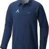 Shirts * | Columbia Men'S Atlanta Braves Navy Slack Tide Long Sleeve T-Shirt