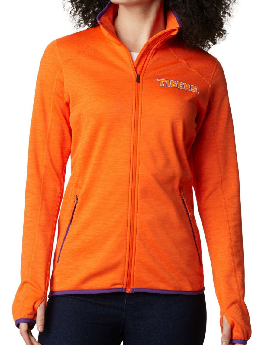 Jackets * | Columbia Women'S Clemson Tigers Orange Sapphire Trail Full-Zip Jacket