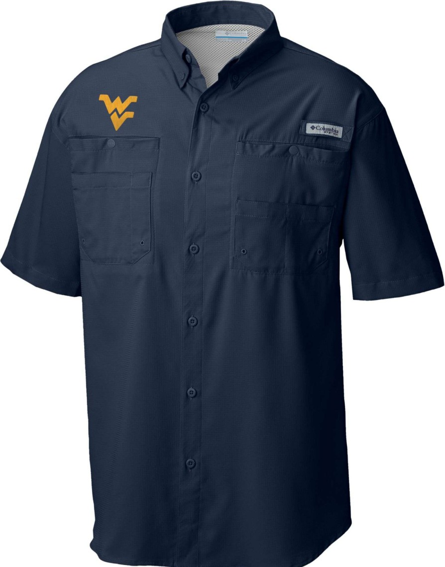 Shirts * | Columbia Men'S West Virginia Mountaineers Blue Tamiami Performance Shirt