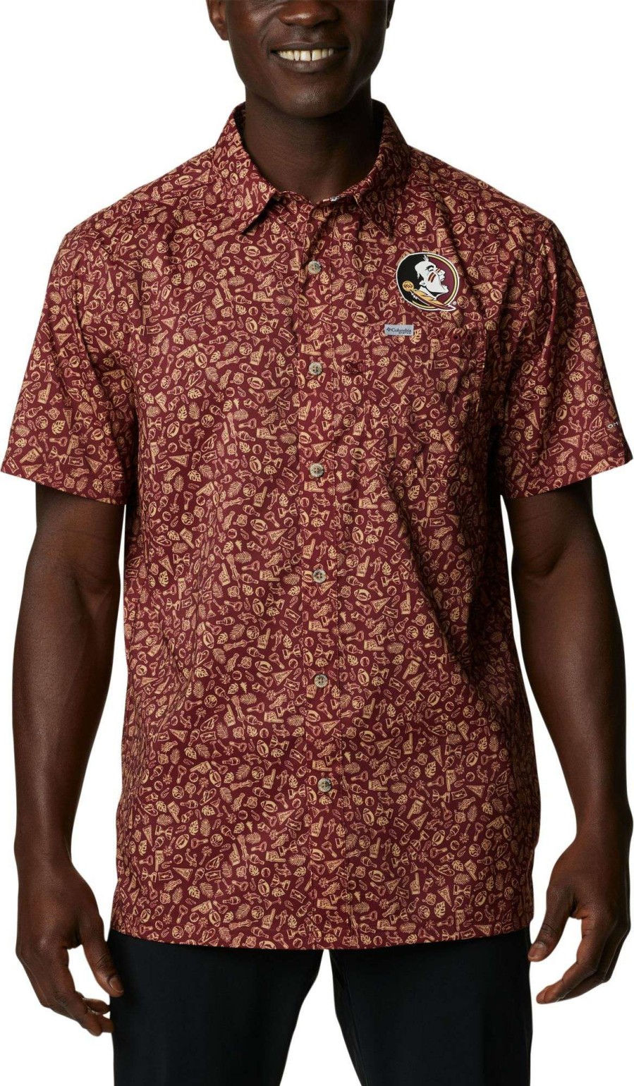 Shirts * | Columbia Men'S Florida State Seminoles Garnet Slack Tide Button-Down Shirt