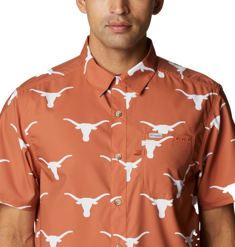 Shirts * | Columbia Men'S Texas Longhorns Burnt Orange Super Slack Button Down Shirt