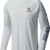 Shirts * | Columbia Men'S Virginia Cavaliers White Terminal Tackle Long Sleeve T-Shirt