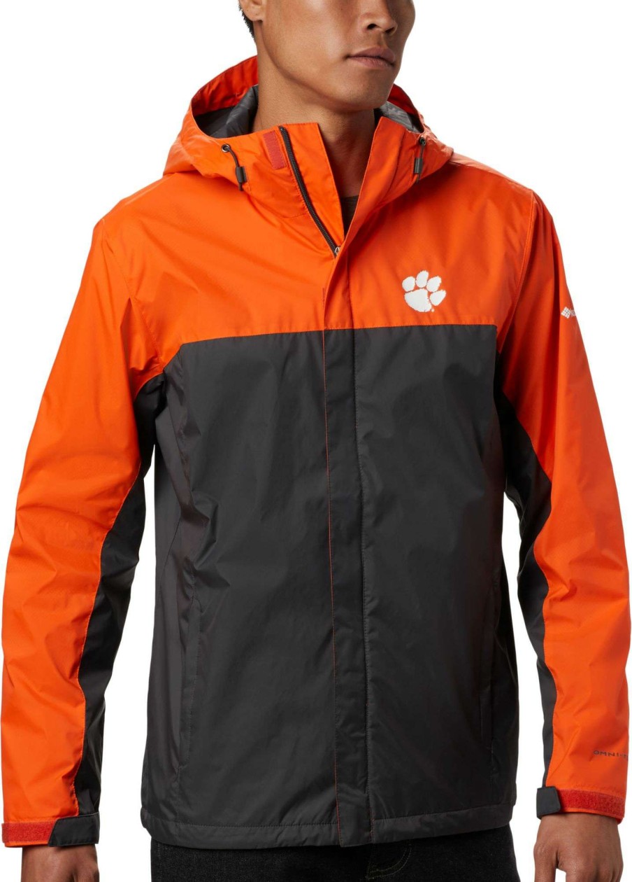 Jackets * | Columbia Men'S Clemson Tigers Orange/Grey Glennaker Storm Jacket