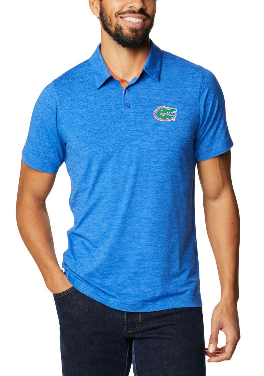 Shirts * | Columbia Men'S Florida Gators Blue Tech Trail Polo