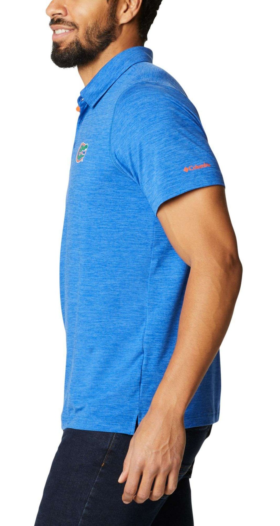 Shirts * | Columbia Men'S Florida Gators Blue Tech Trail Polo