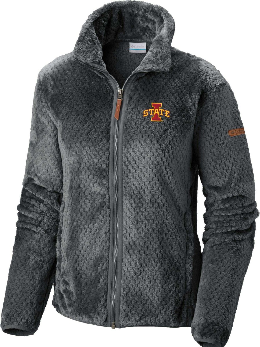 Jackets * | Columbia Women'S Iowa State Cyclones Grey Fire Side Sherpa Full-Zip Jacket