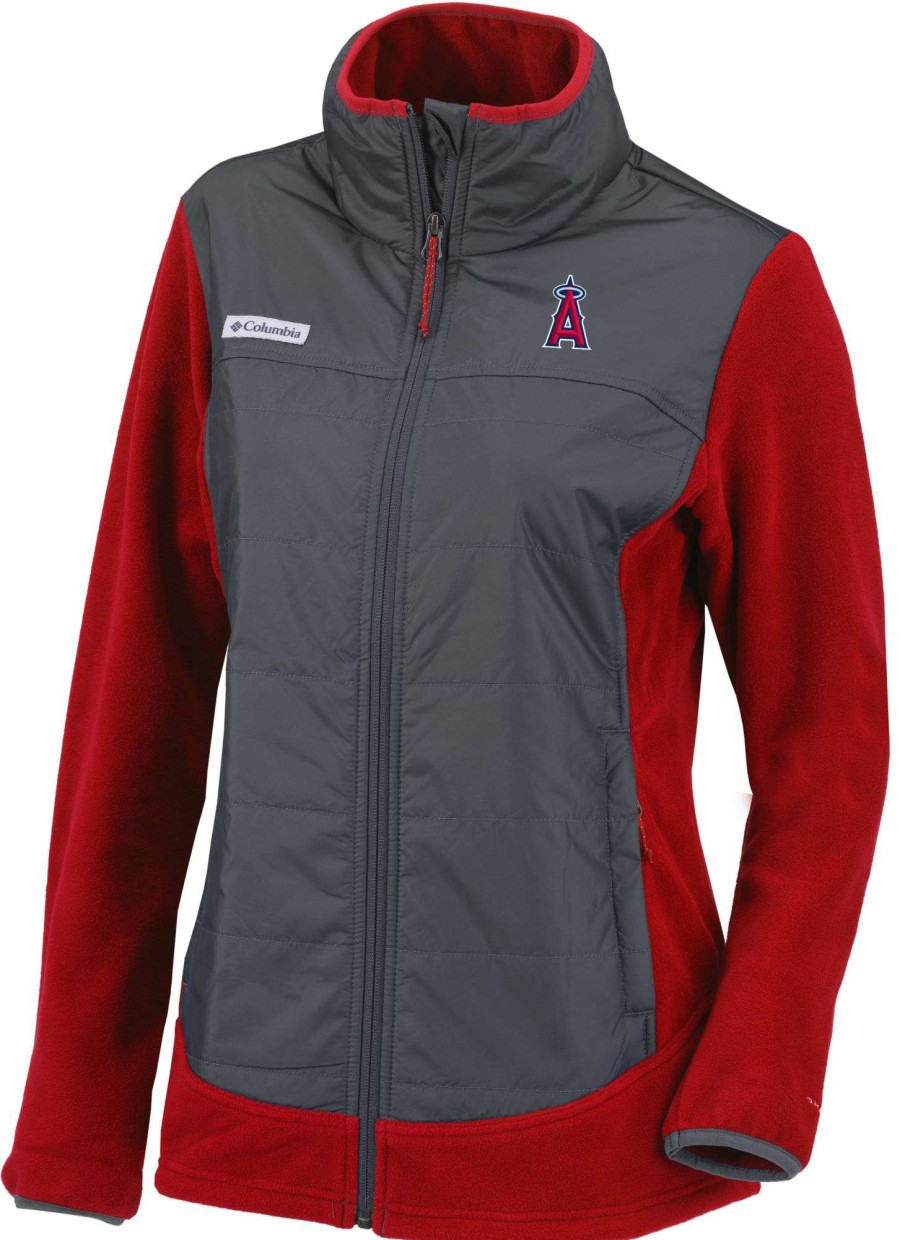 Jackets * | Columbia Women'S Los Angeles Angels Red Full-Zip Fleece Jacket