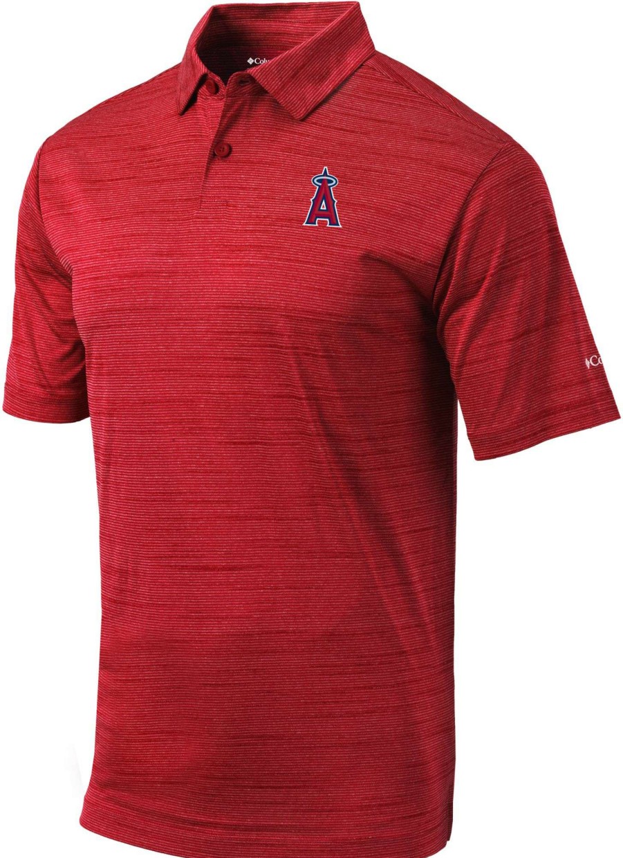 Shirts * | Columbia Men'S Los Angeles Angels Red Omni-Wick Set Performance Polo