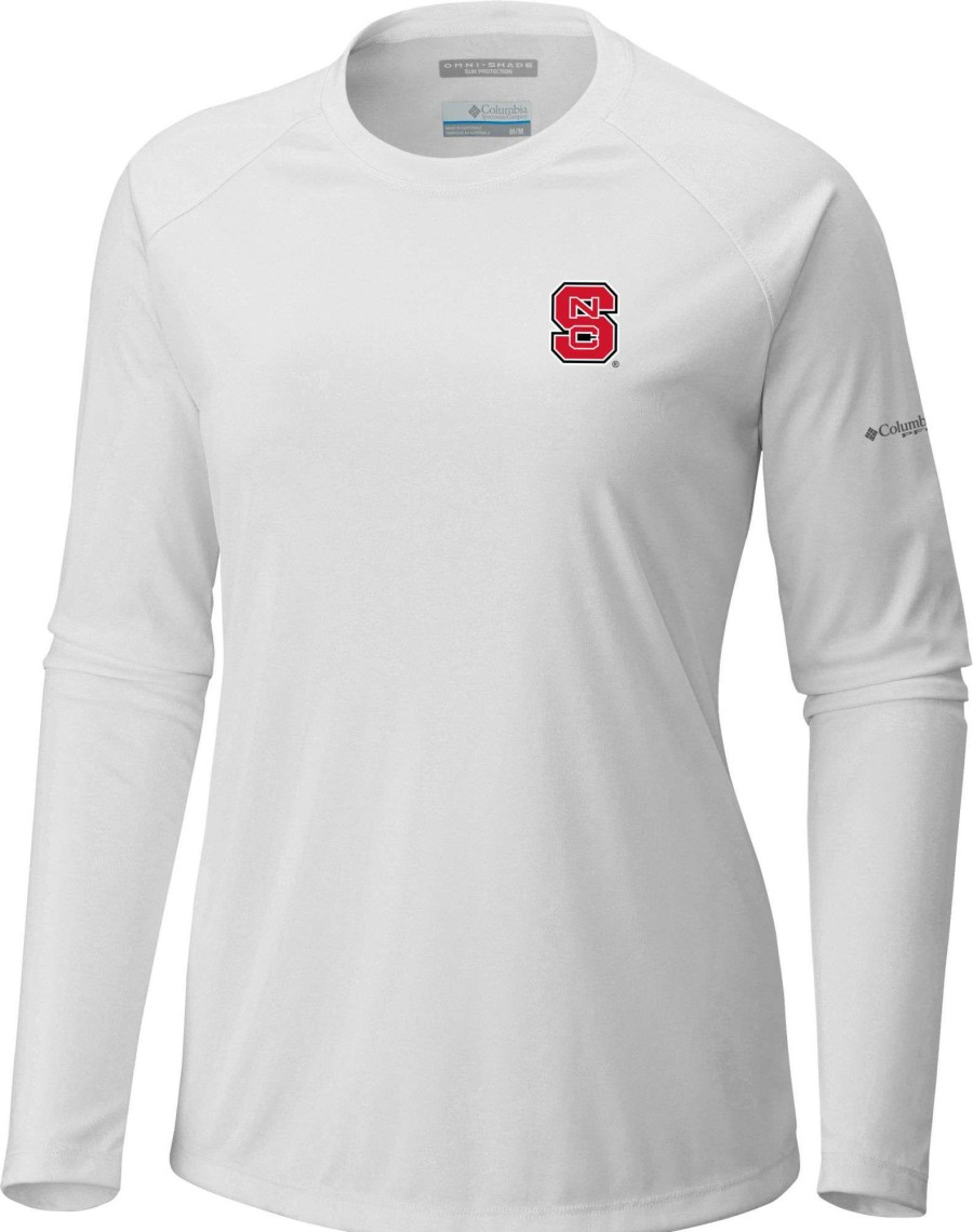 Shirts * | Columbia Women'S Nc State Wolfpack White Tidal Long Sleeve T-Shirt