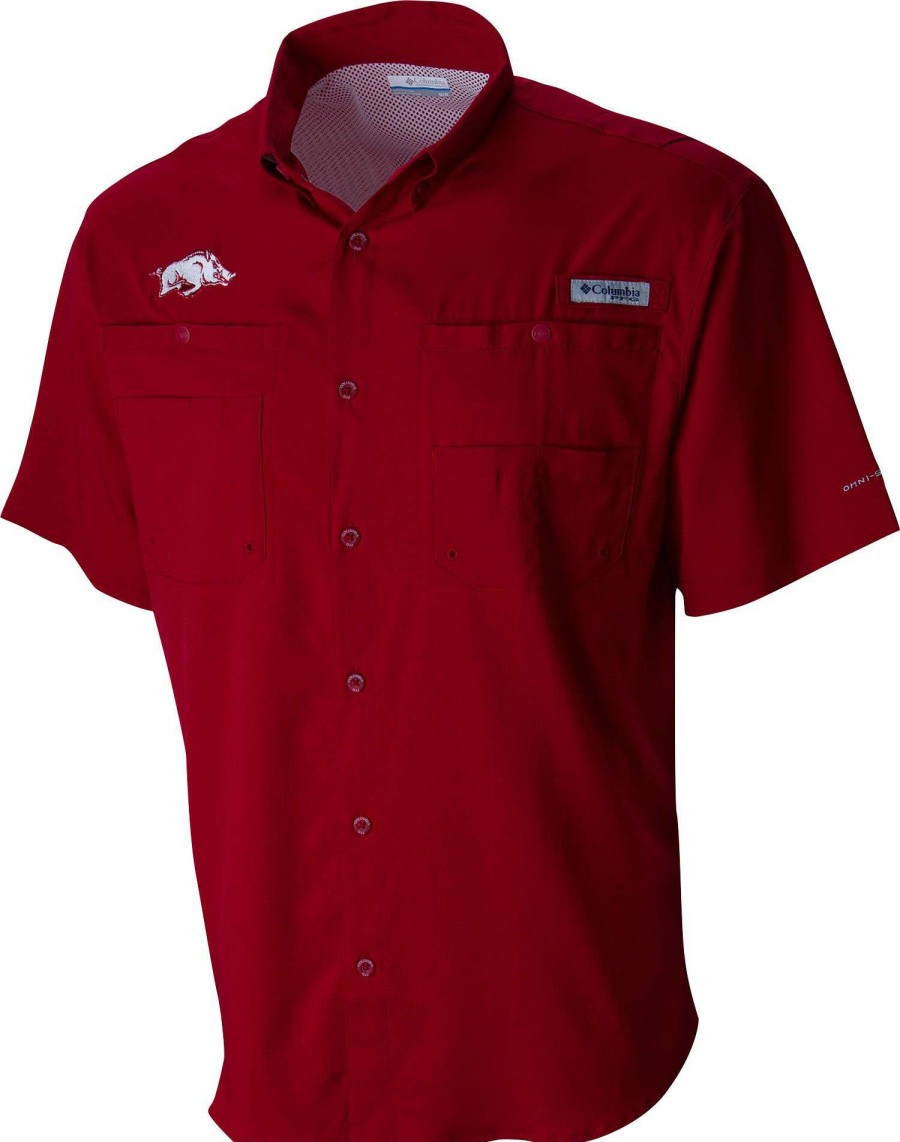 Shirts * | Columbia Men'S Arkansas Razorbacks Cardinal Tamiami Performance Shirt