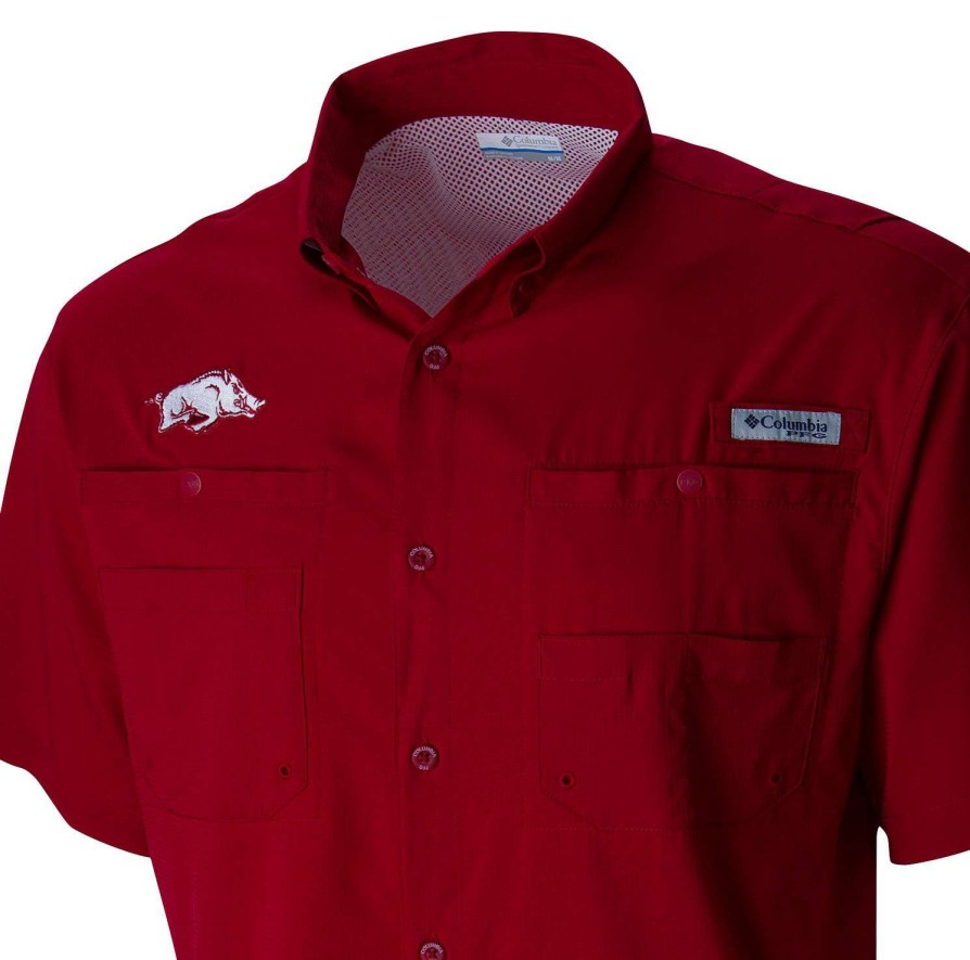 Shirts * | Columbia Men'S Arkansas Razorbacks Cardinal Tamiami Performance Shirt