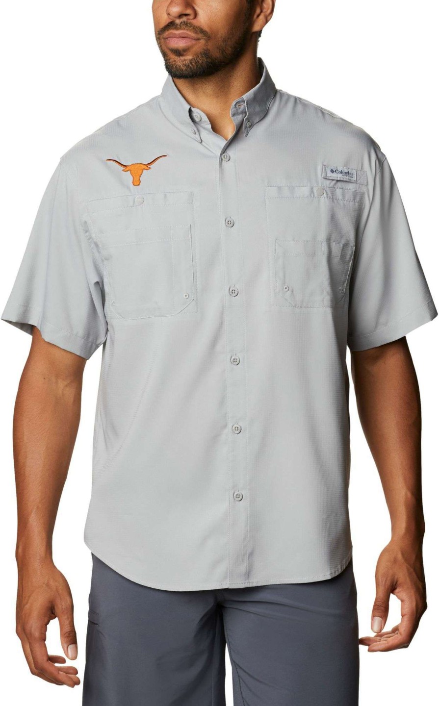 Shirts * | Columbia Men'S Texas Longhorns Grey Tamiami Performance Shirt