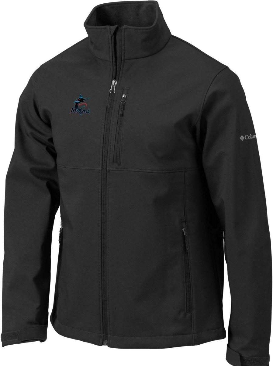 Jackets * | Columbia Men'S Miami Marlins Black Ascender Full-Zip Jacket