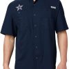 Shirts * | Columbia Men'S Dallas Cowboys Tamiami Navy Woven T-Shirt