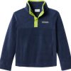 Jackets * | Columbia Youth Steens Mountain 1/4 Snap Fleece Pull-Over For Girls' Cllgte Nvy/Brght Chrtrse