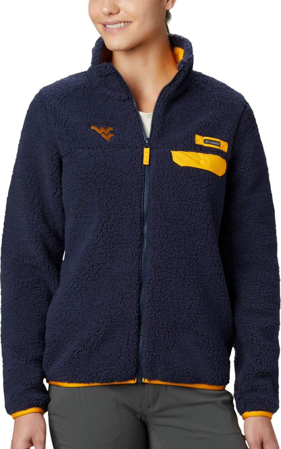 Jackets * | Columbia Women'S West Virginia Mountaineers Blue Mountain Side Heavyweight Full-Zip Jacket