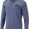 Shirts * | Columbia Men'S Milwaukee Brewers Navy Pin High Long Sleeve Polo