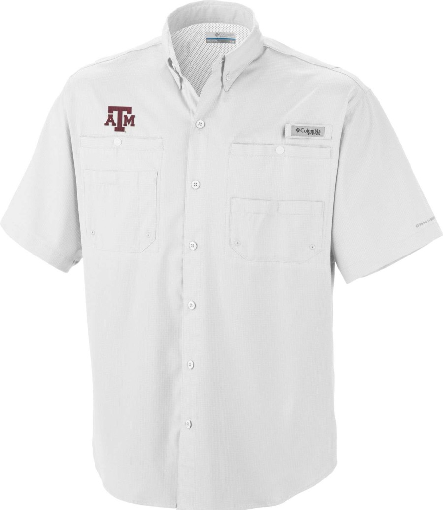 Shirts * | Columbia Men'S Texas A&M Aggies White Tamiami Performance Shirt