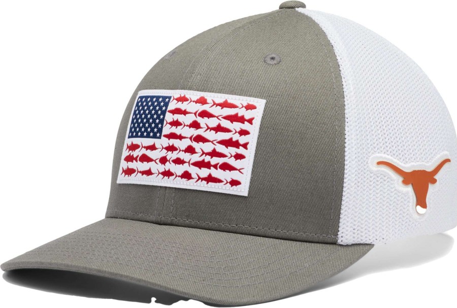 Hats * | Columbia Men'S Texas Longhorns Gray Perfomance Fishing Gear Flexfit Hat