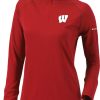 Jackets * | Columbia Women'S Wisconsin Badgers Red Flop Shot Half-Zip Pullover Shirt