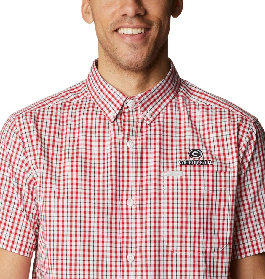 Shirts * | Columbia Men'S Georgia Bulldogs Red Rapid Rivers Button Down Shirt