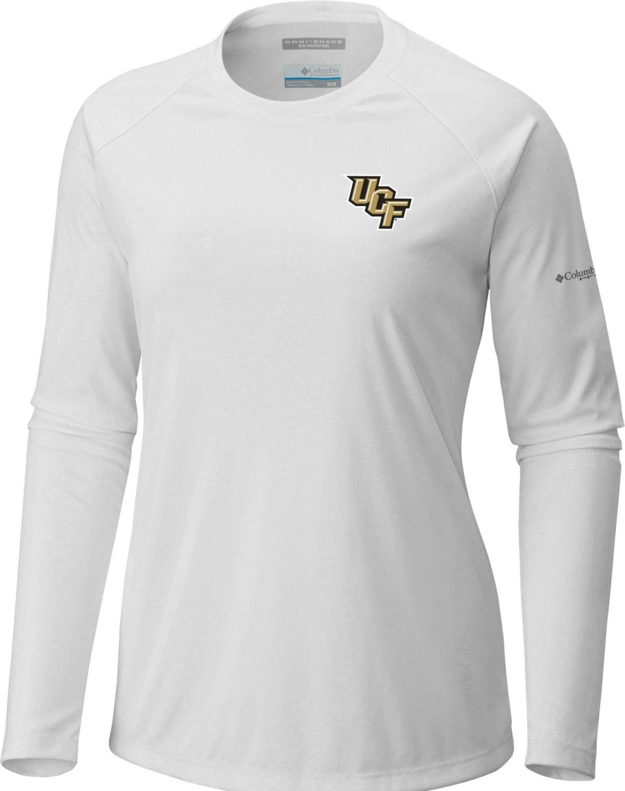 Shirts * | Columbia Women'S Ucf Knights White Tidal Long Sleeve T-Shirt