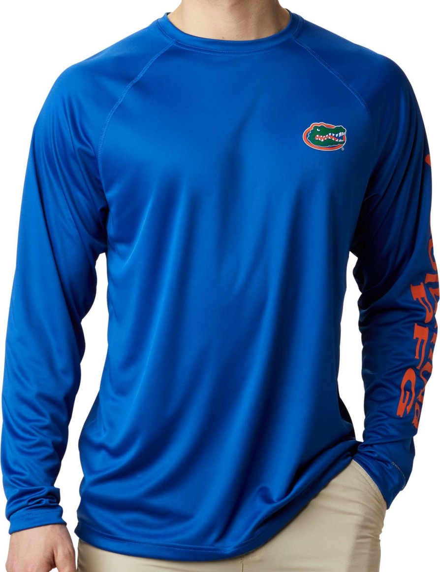 Shirts * | Columbia Men'S Florida Gators Blue Terminal Tackle Long Sleeve T-Shirt