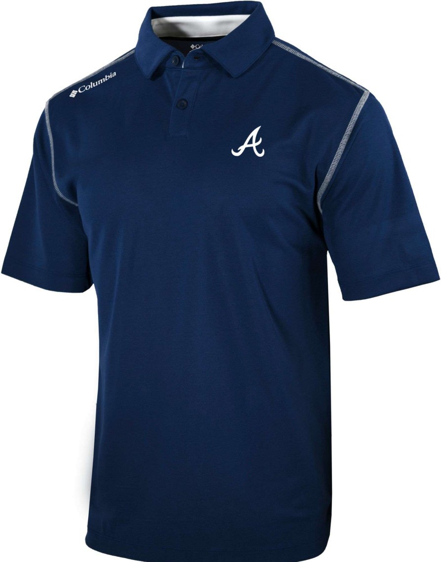 Shirts * | Columbia Men'S Atlanta Braves Navy Shotgun Polo