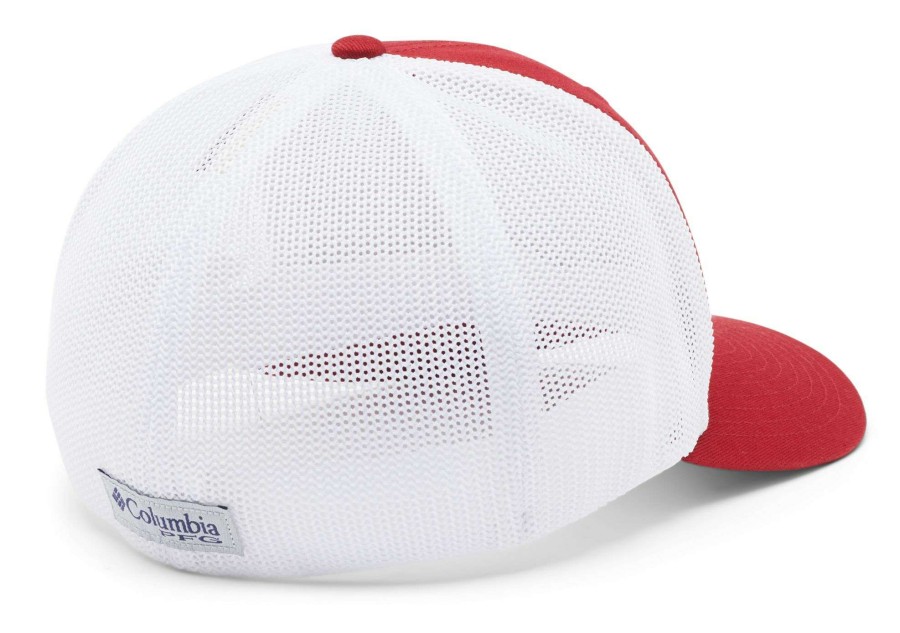 Hats * | Columbia Men'S Arkansas Razorbacks Cardinal Flag Pfg Mesh Fitted Hat