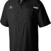 Shirts * | Columbia Men'S Colorado Buffaloes Black Tamiami Button Down Shirt