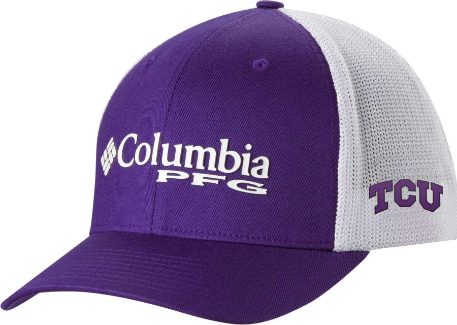 Hats * | Columbia Men'S Tcu Horned Frogs Purple Pfg Mesh Adjustable Hat