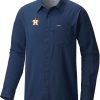 Shirts * | Columbia Men'S Houston Astros Navy Slack Tide Long Sleeve T-Shirt