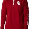 Jackets * | Columbia Men'S Oklahoma Sooners Crimson Pfg Terminal Tackle Quarter-Zip Pullover Shirt