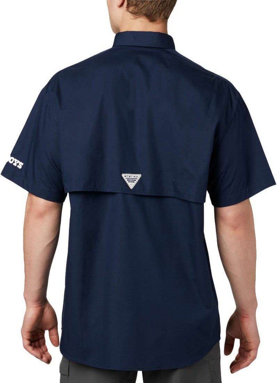 Shirts * | Columbia Men'S Dallas Cowboys Bonehead Navy Buttoned T-Shirt