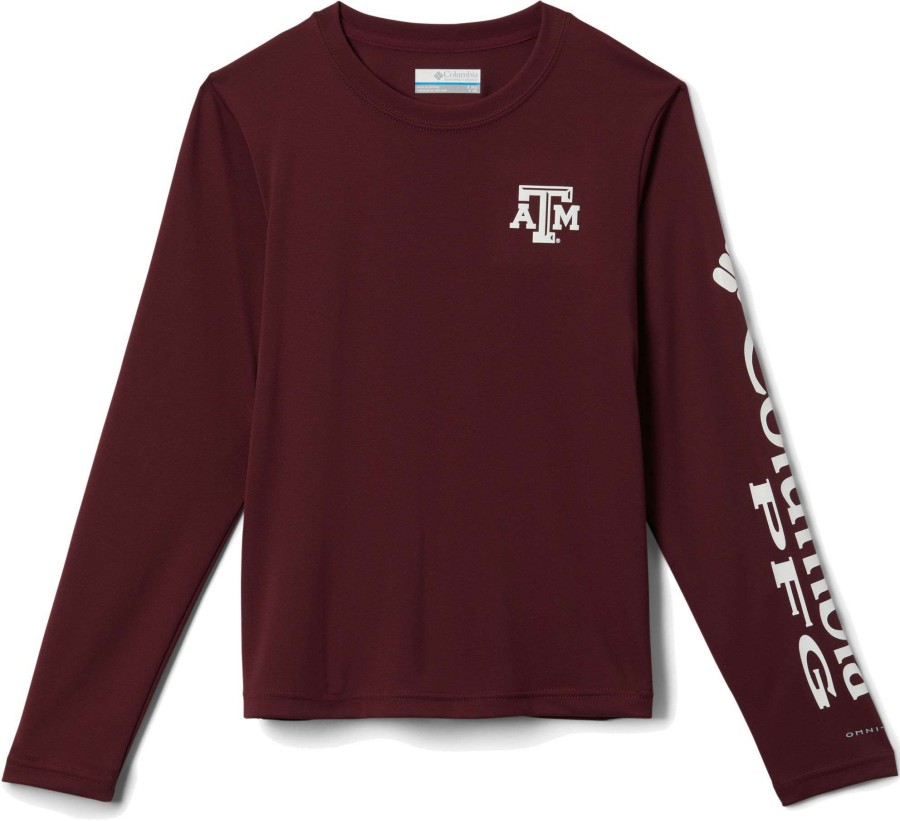 Shirts * | Columbia Youth Texas A&M Aggies Maroon Terminal Tackle Long Sleeve T-Shirt For Boys'