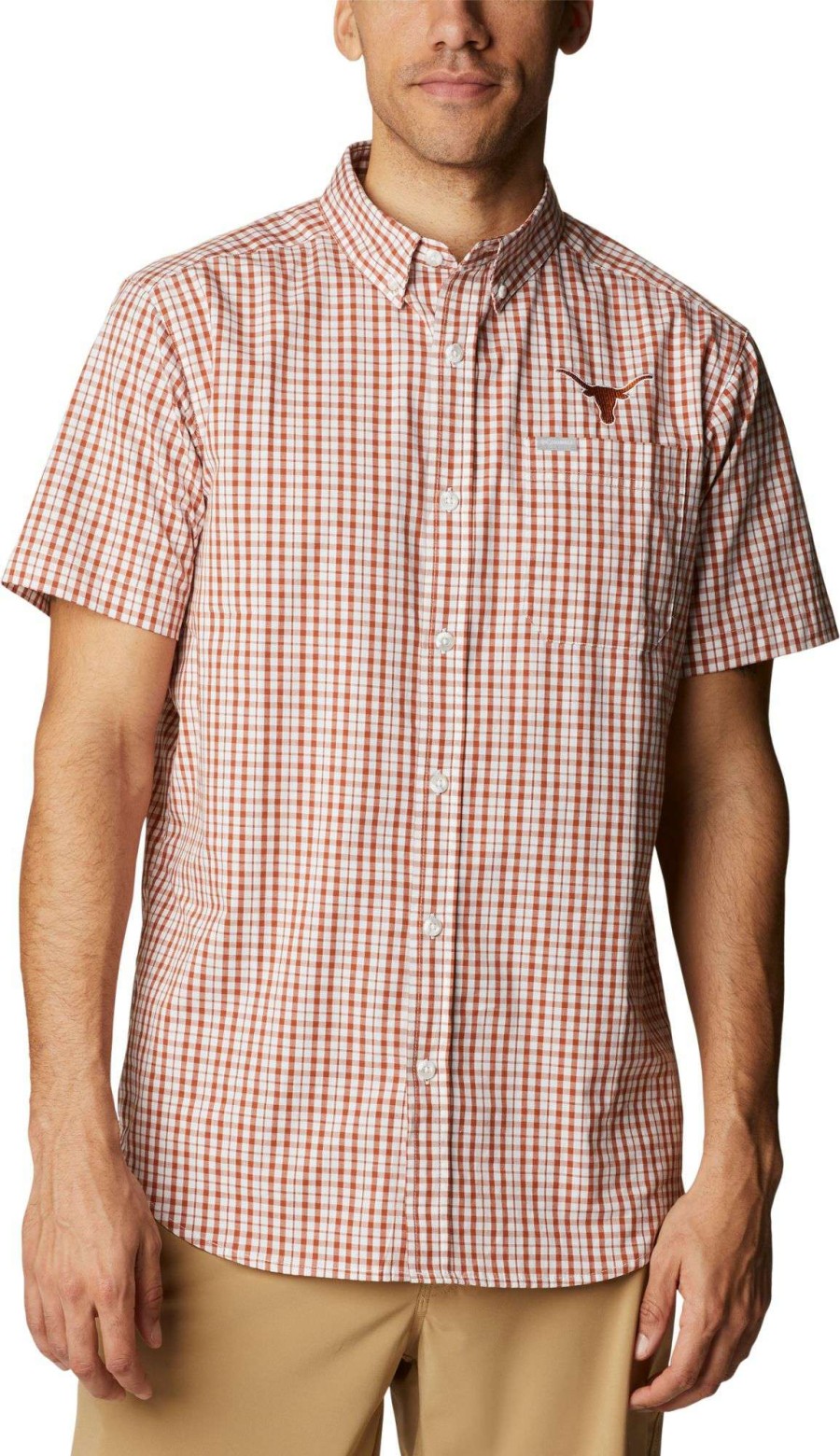 Shirts * | Columbia Men'S Texas Longhorns Burnt Orange Rapid Rivers Button Down Shirt