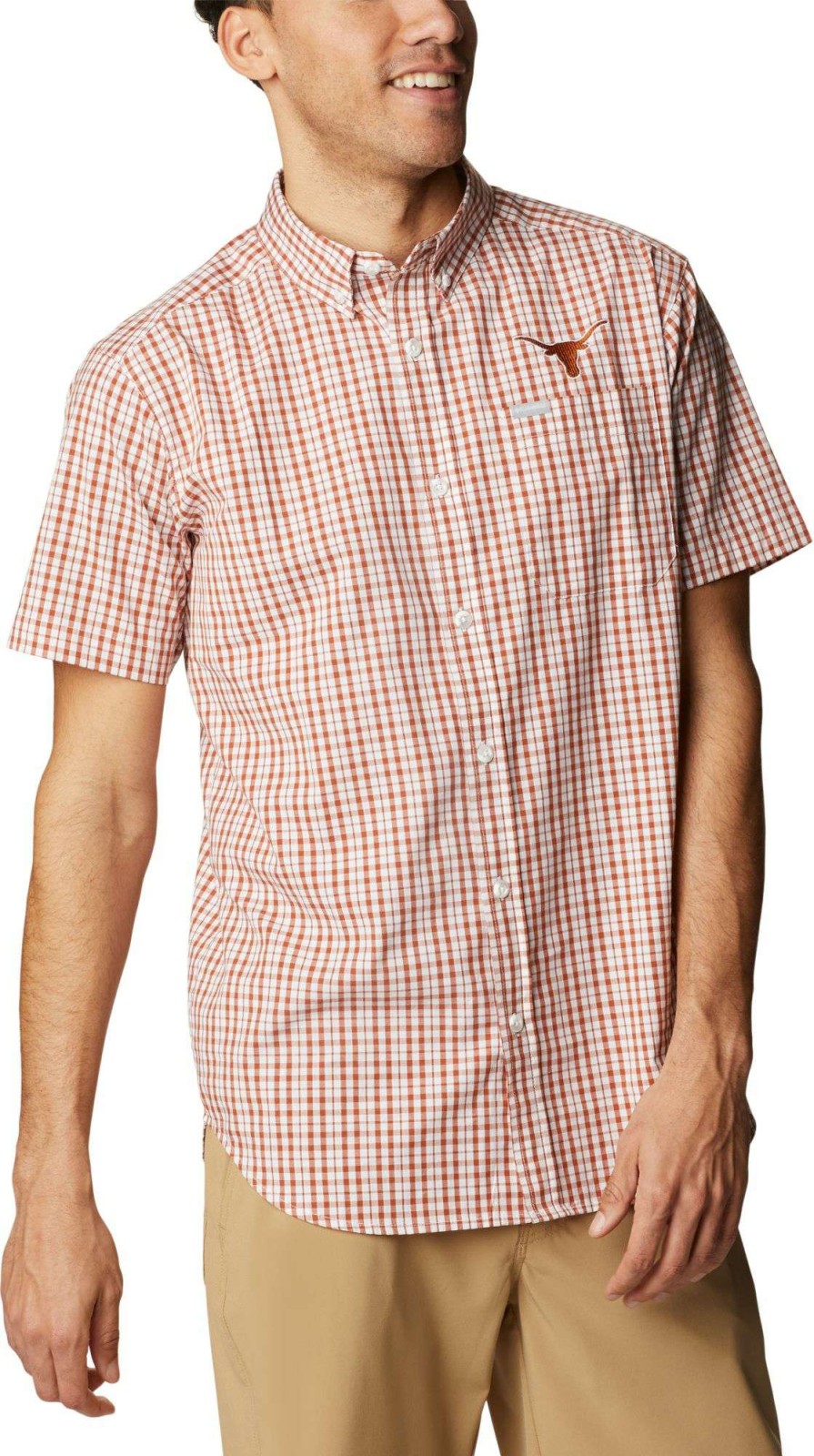 Shirts * | Columbia Men'S Texas Longhorns Burnt Orange Rapid Rivers Button Down Shirt