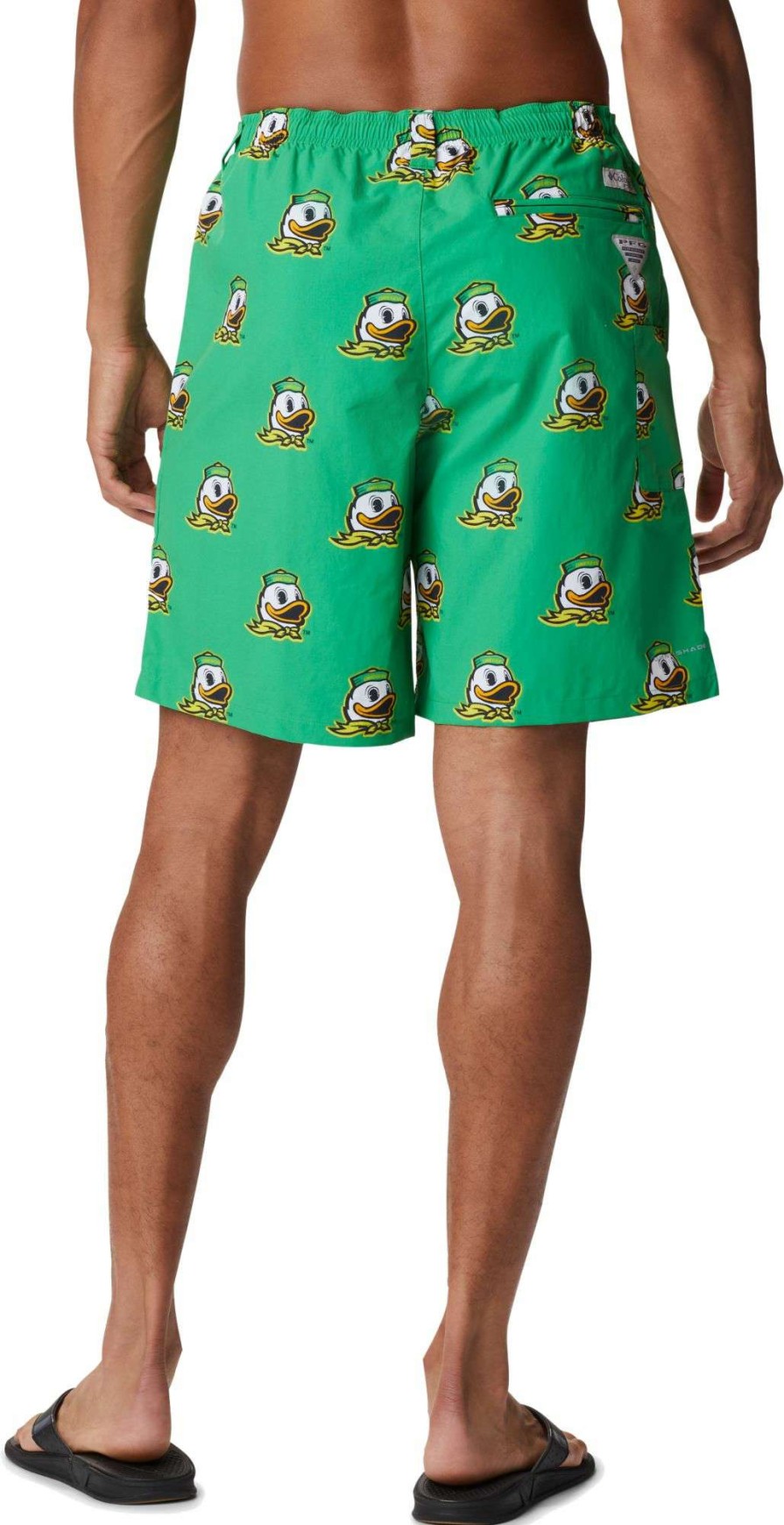 Shorts * | Columbia Youth Oregon Ducks Backcast Printed Performance Green Shorts For Men