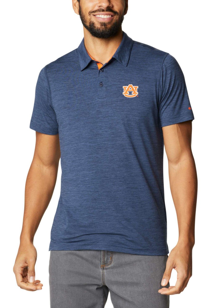 Shirts * | Columbia Men'S Auburn Tigers Blue Tech Trail Polo