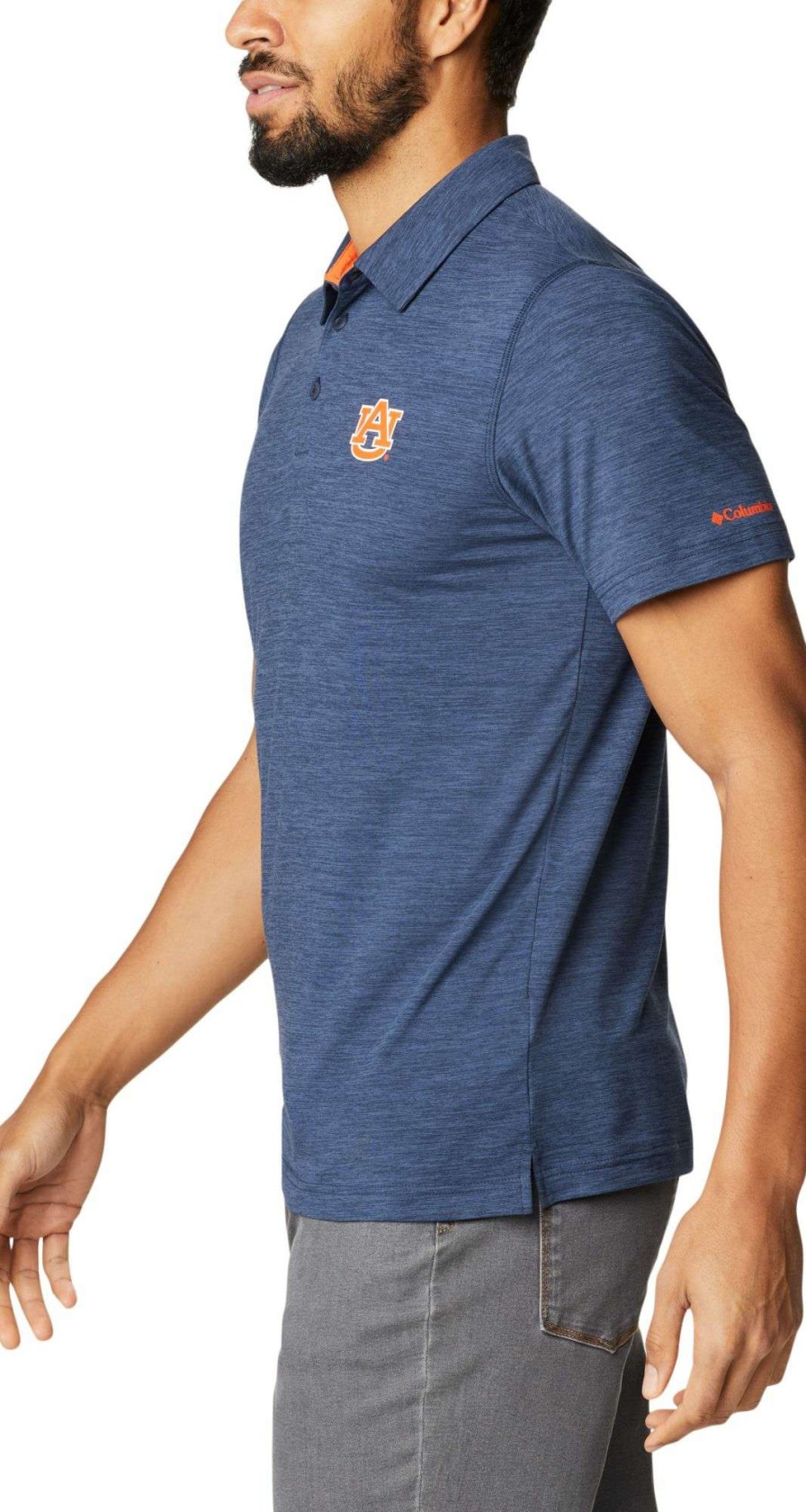 Shirts * | Columbia Men'S Auburn Tigers Blue Tech Trail Polo