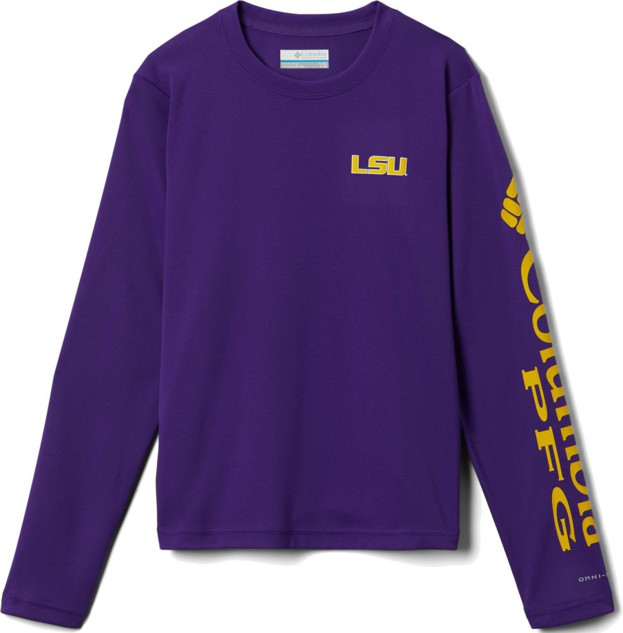 Shirts * | Columbia Youth Lsu Tigers Purple Terminal Tackle Long Sleeve T-Shirt For Girls'