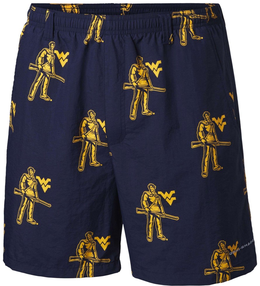 Shorts * | Columbia Men'S West Virginia Mountaineers Blue Backcast Ii Printed Performance Shorts